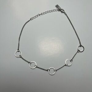 Silver Tone Circle Link Choker Necklace